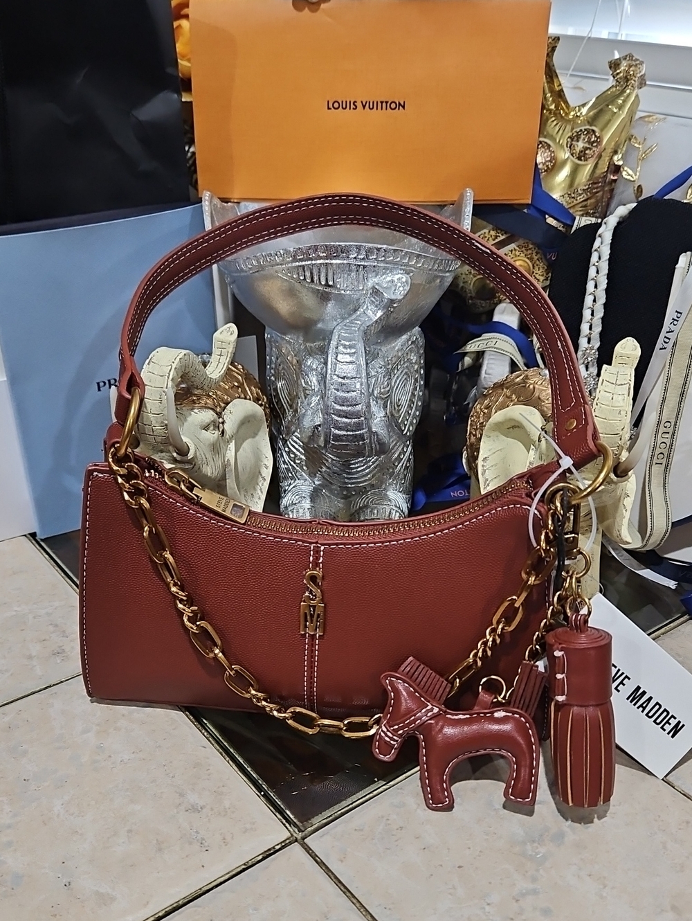 NWT! Steve Madden Chain-Accent Shoulder Bag w/Charms